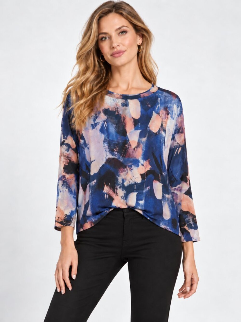 Reese Abstract Print Crew Neck Blouse Size Small